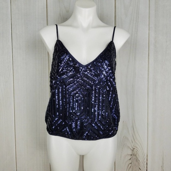Forever 21 Tops - Forever 21 Blue Sequin Strappy Tank Top